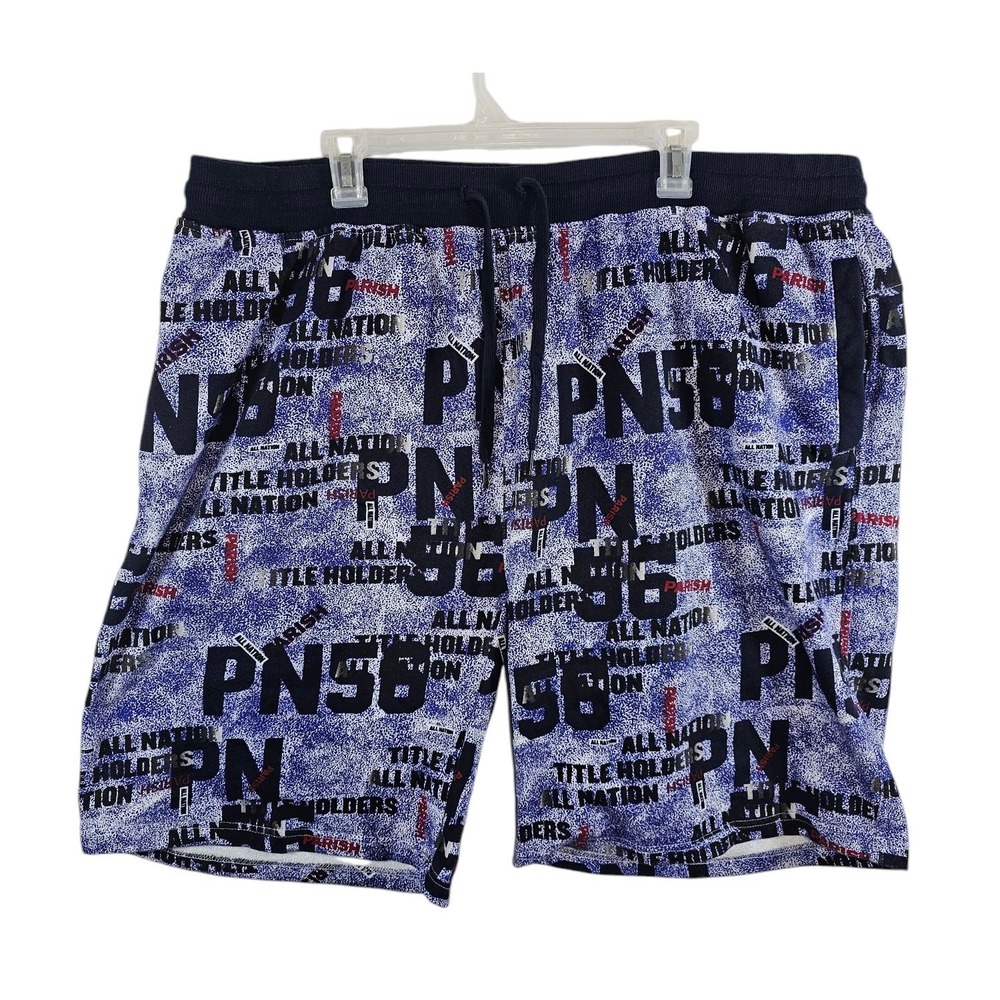 Parish Nation Drawstring Shorts Purple All Title Holders All Over Print 4XL Mens